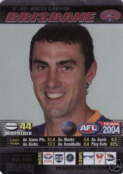 AFL 2004 Teamcoach Silver Card S-45 Simon BLACK - Click Image to Close