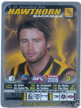 AFL 2005 Teamcoach Silver Card S-19 Jonathan Hay