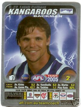 AFL 2005 Teamcoach Silver Card S-22 Leigh Colbert - Click Image to Close