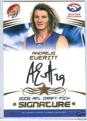2007 Select AFL Supreme Draft Pick Signature DP11 A Everitt #169