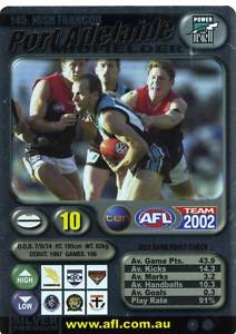 AFL 2002 Teamcoach Silver Card S145 Josh FRANCOU (Port) - Click Image to Close