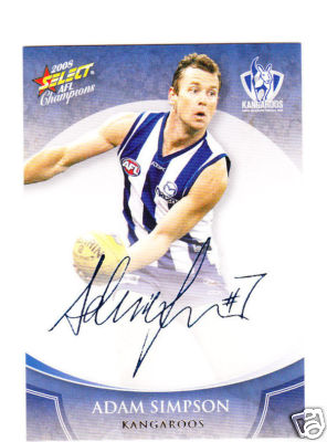 2008 Select Champions Blue Foil Sig FS54 Adam SIMPSON (Kang) - Click Image to Close