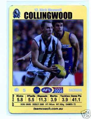 AFL 2008 Teamcoach Gold #12 Nick MAXWELL (Coll)