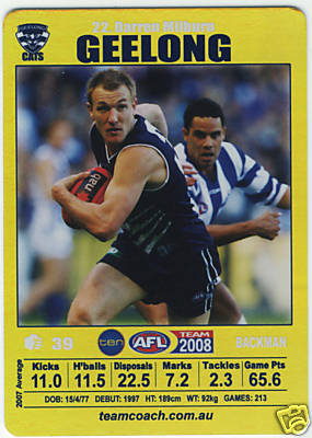 AFL 2008 Teamcoach Gold #22 Darren MILBURN (Geel)
