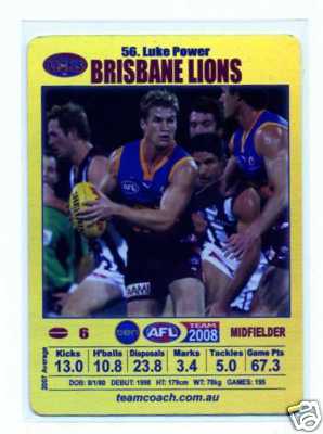 AFL 2008 Teamcoach Gold #56 Luke POWER (Bris)