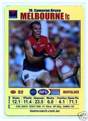 AFL 2008 Teamcoach Gold #78 Cameron BRUCE (Melb)
