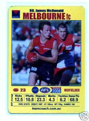 AFL 2008 Teamcoach Gold #80 James McDONALD (Melb)