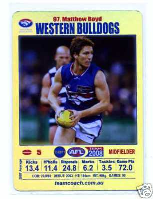 AFL 2008 Teamcoach Gold #97 Matthew BOYD (WB)
