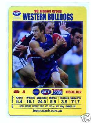 AFL 2008 Teamcoach Gold #99 Daniel CROSS (WB)
