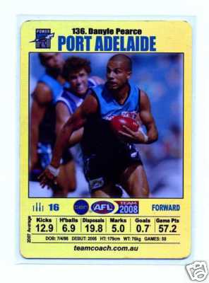 AFL 2008 Teamcoach Gold #136 Danyle PEARCE (Port)
