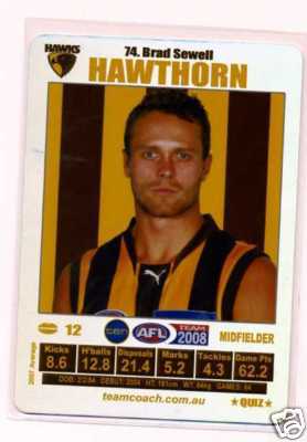 AFL 2008 Teamcoach Silver #74 Brad SEWELL (Haw)