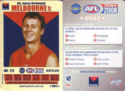 AFL 2008 Teamcoach Silver #80 James McDONALD (Melb)