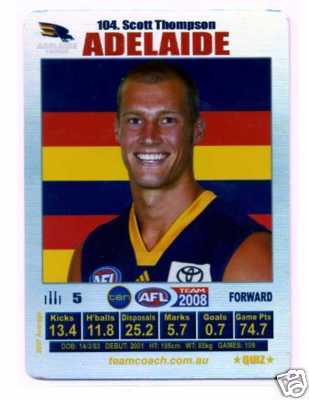 AFL 2008 Teamcoach Silver #104 Scott Thompson (Adel)