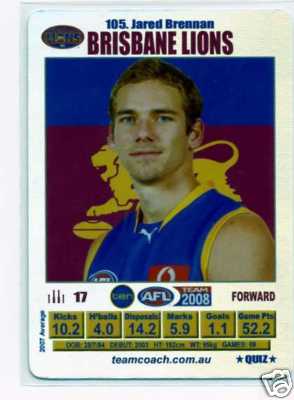 AFL 2008 Teamcoach Silver #105 Jared BRENNAN (Bris)