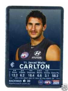 AFL 2009 Teamcoach Silver 11 DYK Jarrad WAITE (Carl) - Click Image to Close