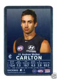 AFL 2009 Teamcoach Silver 12 Andrew WALKER (Carl) - Click Image to Close