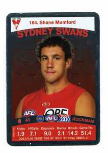 AFL 2010 Teamcoach Silver Card 164 Shane MUMFORD (Syd) - Click Image to Close