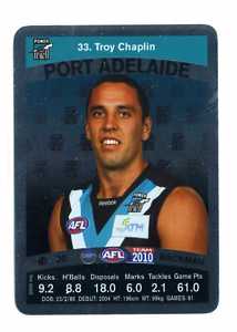 AFL 2010 Teamcoach Silver Card 33 Troy CHAPLIN (Port)