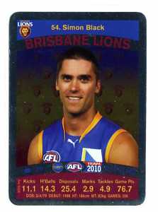 AFL 2010 Teamcoach Silver Card 54 Simon BLACK (Bris) - Click Image to Close