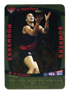 AFL 2011 Teamcoach Gold Card G14 Tate PEARS (Ess) - Click Image to Close