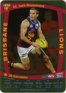AFL 2011 Teamcoach Gold Card G3 Josh DRUMMOND (Bris) - Click Image to Close