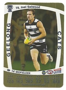 AFL 2011 Teamcoach Gold Card G78 Joel SELWOOD (Geel)