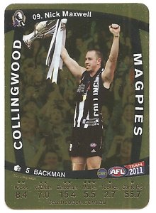 AFL 2011 Teamcoach Gold Card G9 Nick MAXWELL (Coll)