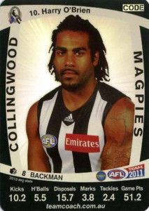 AFL 2011 Teamcoach Silver Card S10 Harry O'BRIEN (Coll)