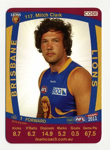 AFL 2011 Teamcoach Silver Card S117 Mitch CLARK (Bris)