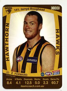 AFL 2011 Teamcoach Silver Card S141 Jarryd ROUGHEAD (Haw) - Click Image to Close