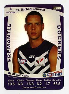 AFL 2011 Teamcoach Silver Card S17 Michael JOHNSON (Frem) - Click Image to Close