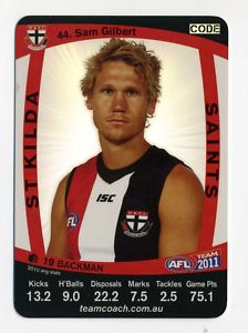 AFL 2011 Teamcoach Silver Card S44 Sam GILBERT (StK) - Click Image to Close