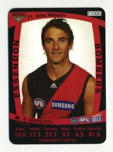 AFL 2011 Teamcoach Silver Card S71 Jobe WATSON (Ess)