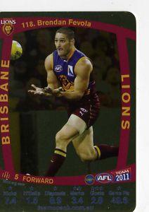 AFL 2011 Teamcoach Gold Card G118 Brendan FEVOLA (Bris)