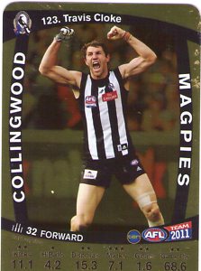 AFL 2011 Teamcoach Gold Card G123 Travis CLOKE (Coll) - Click Image to Close