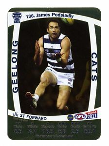 AFL 2011 Teamcoach Gold Card G136 James PODSIADLY (Geel)