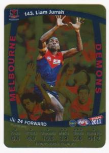 AFL 2011 Teamcoach Gold Card G143 Liam JURRAH (Melb)