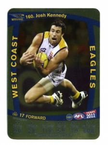 AFL 2011 Teamcoach Gold Card G160 Josh KENNEDY (WCE) - Click Image to Close