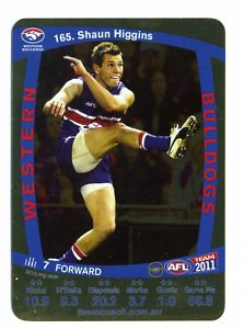 AFL 2011 Teamcoach Gold Card G165 Shaun HIGGINS (WB)