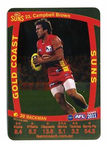 AFL 2011 Teamcoach Gold Card G23 Campbell BROWN (GC) - Click Image to Close