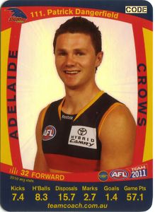 AFL 2011 Teamcoach Silver Card S111 Patrick DANGERFIELD (Adel)