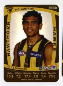 AFL 2011 Teamcoach Silver Card S140 Cyril RIOLI (Haw) - Click Image to Close