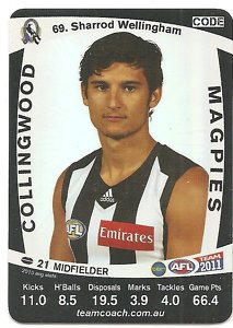 AFL 2011 Teamcoach Silver Card S69 Sharrod WELLINGHAM (Coll) - Click Image to Close