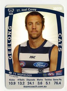 AFL 2011 Teamcoach Silver Card S77 Joel COREY (Geel)