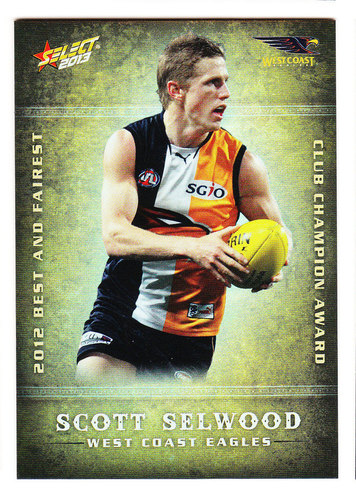 2013 Select Champions Best and Fairest BF17 Scott SELWOOD (WCE) - Click Image to Close