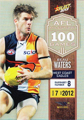 2013 Select Champions AFL Milestones MG80 Beau WATERS (WCE) - Click Image to Close
