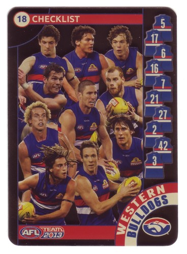 AFL 2013 Teamcoach Checklist 18 WESTERN BULLDOGS - Click Image to Close