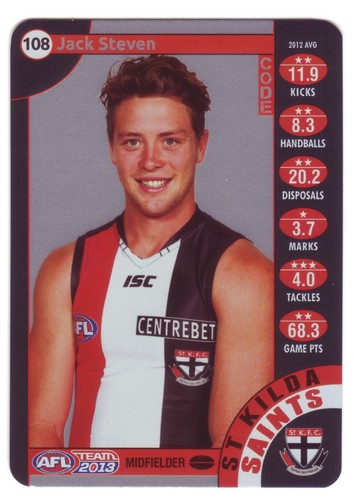 AFL 2013 Teamcoach Silver Card 108 Jack STEVEN (Syd) - Click Image to Close
