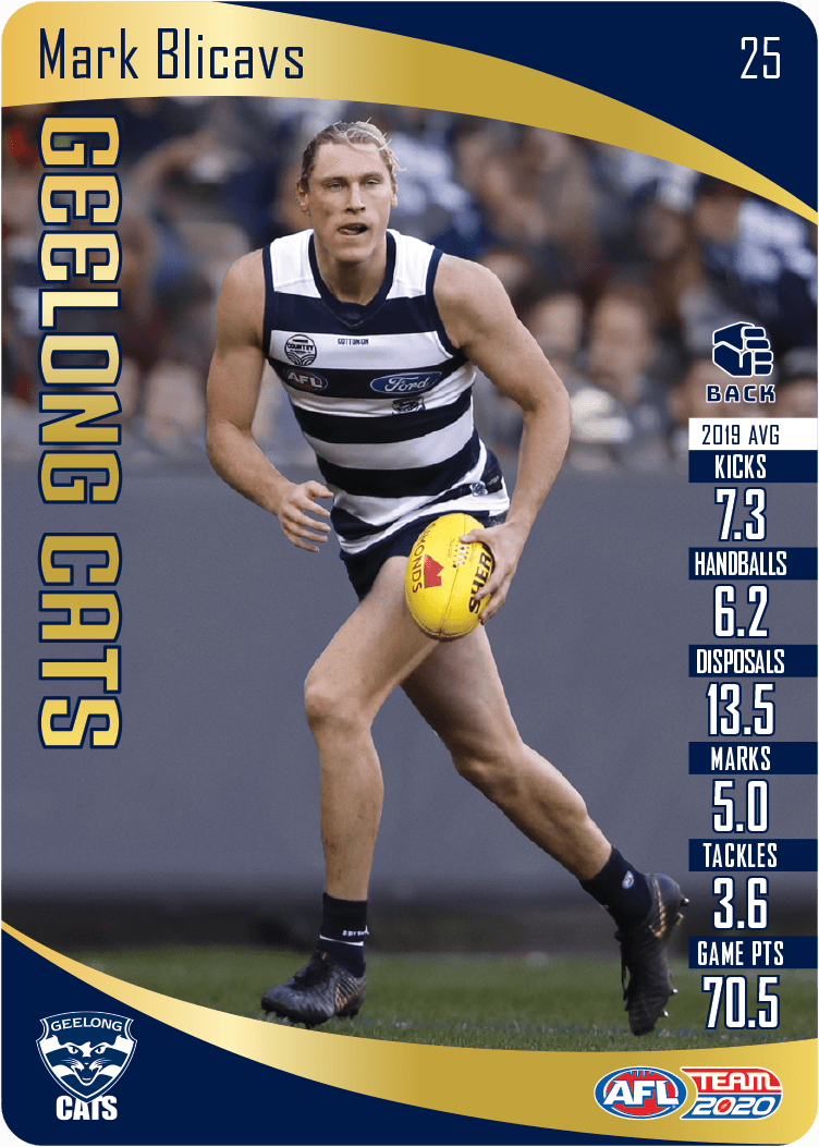 2020 Teamcoach Gold Card 25 Mark BLICAVS (Geel) - Click Image to Close
