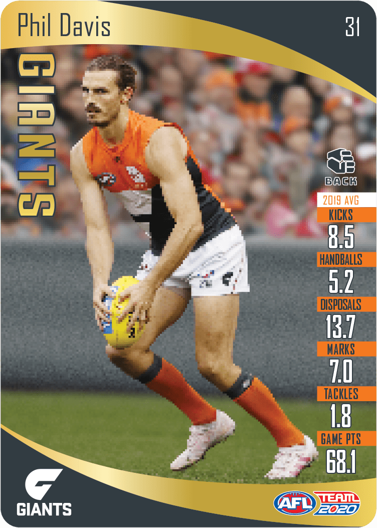 2020 Teamcoach Gold Card 31 Phil DAVIS (GWS) - Click Image to Close